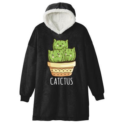 Cute Cactus Three Cats Hooded Wearable Blanket