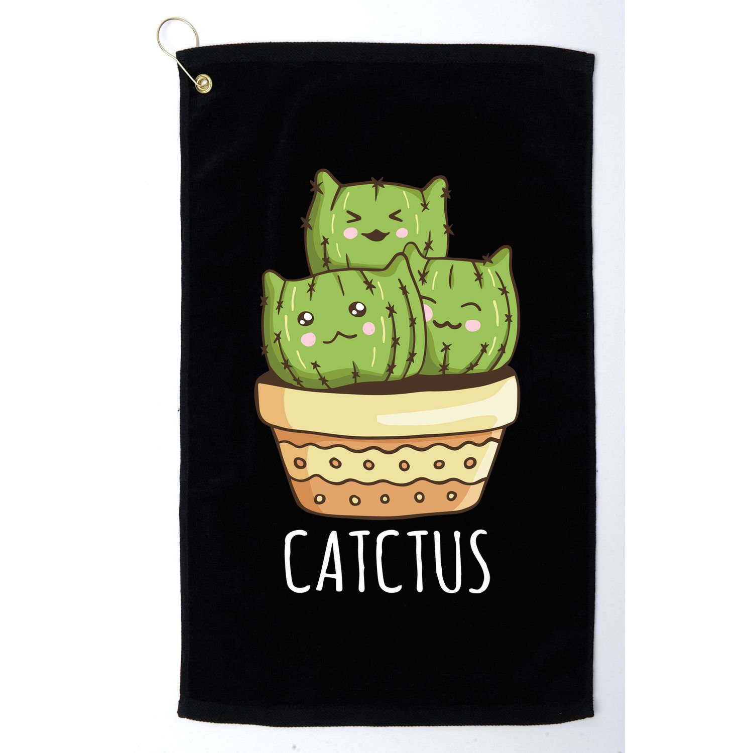 Cute Cactus Three Cats Golf Towel