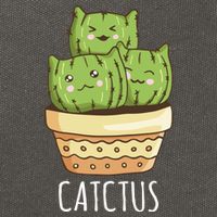Cute Cactus Three Cats Cotton Canvas Backpack
