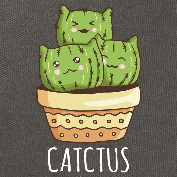 Cute Cactus Three Cats Cotton Canvas Backpack