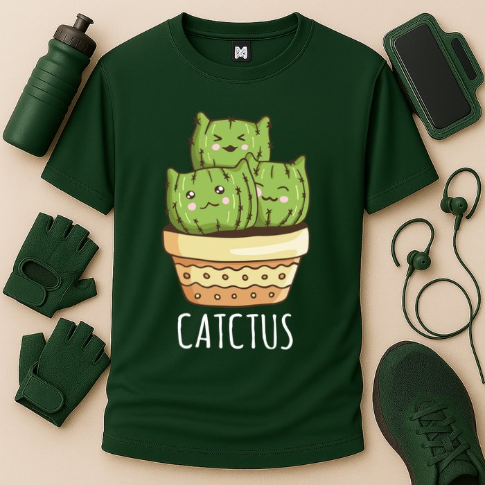 Cute Cactus Three Cats Cooling Performance Crew T-Shirt