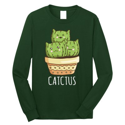 Cute Cactus Three Cats Long Sleeve Shirt