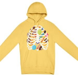 Cute Candy Skeleton Rib Cage Halloween Premium Pullover Hoodie