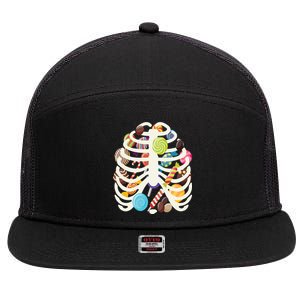 Cute Candy Skeleton Rib Cage Halloween 7 Panel Mesh Trucker Snapback Hat