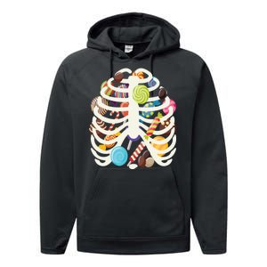 Cute Candy Skeleton Rib Cage Halloween Performance Fleece Hoodie