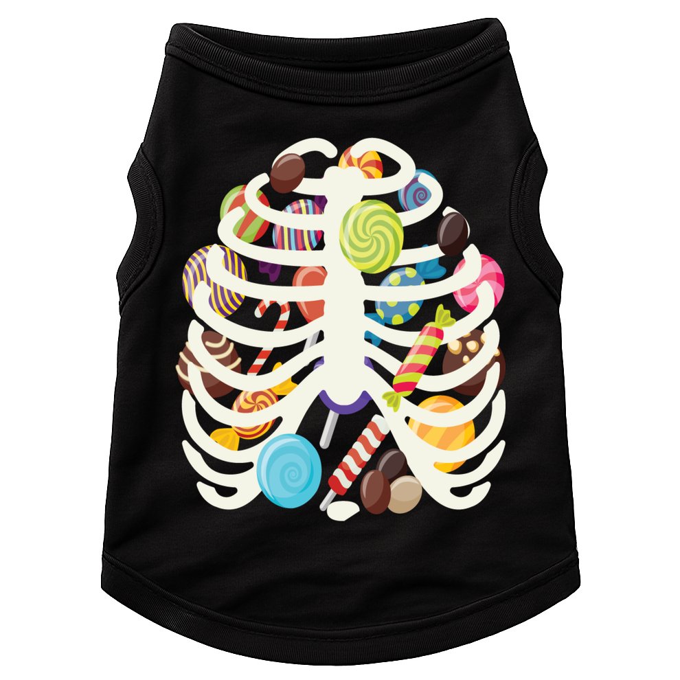 Cute Candy Skeleton Rib Cage Halloween Doggie Tank