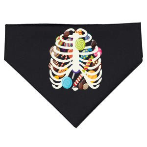 Cute Candy Skeleton Rib Cage Halloween USA-Made Doggie Bandana