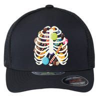 Cute Candy Skeleton Rib Cage Halloween Flexfit Unipanel Trucker Cap