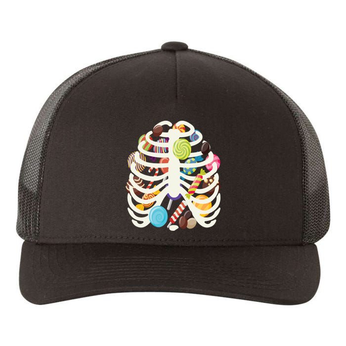 Cute Candy Skeleton Rib Cage Halloween Yupoong Adult 5-Panel Trucker Hat