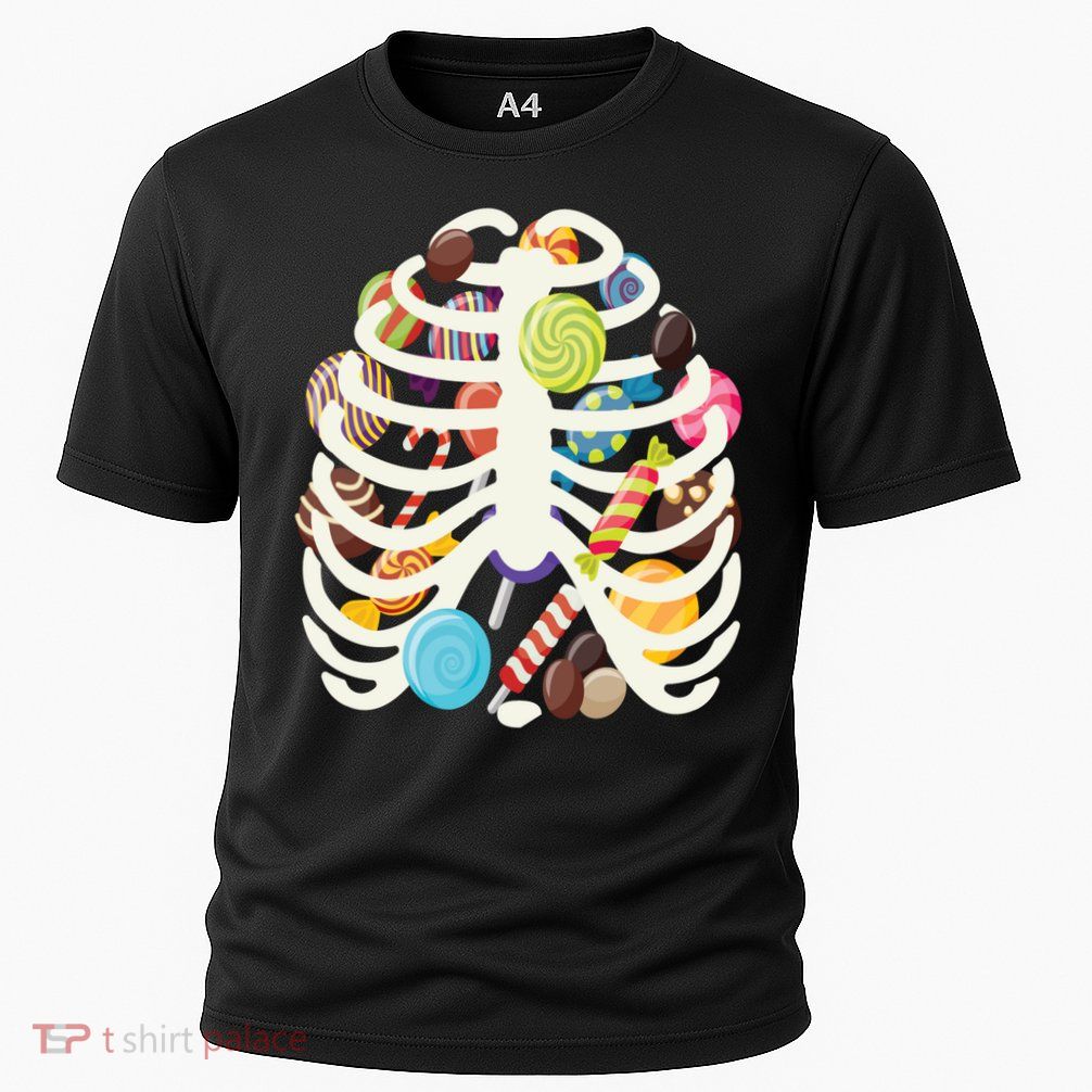 Cute Candy Skeleton Rib Cage Halloween Performance Shirt