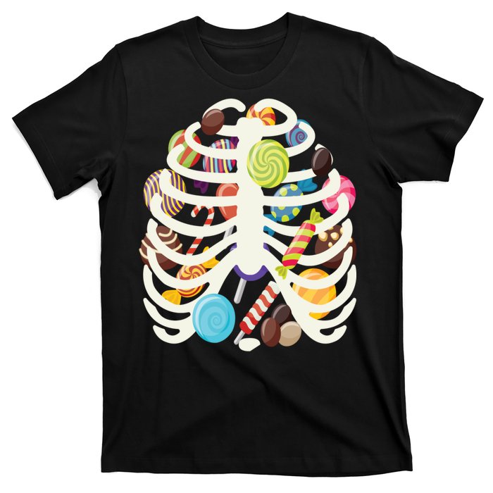 Cute Candy Skeleton Rib Cage Halloween T-Shirt