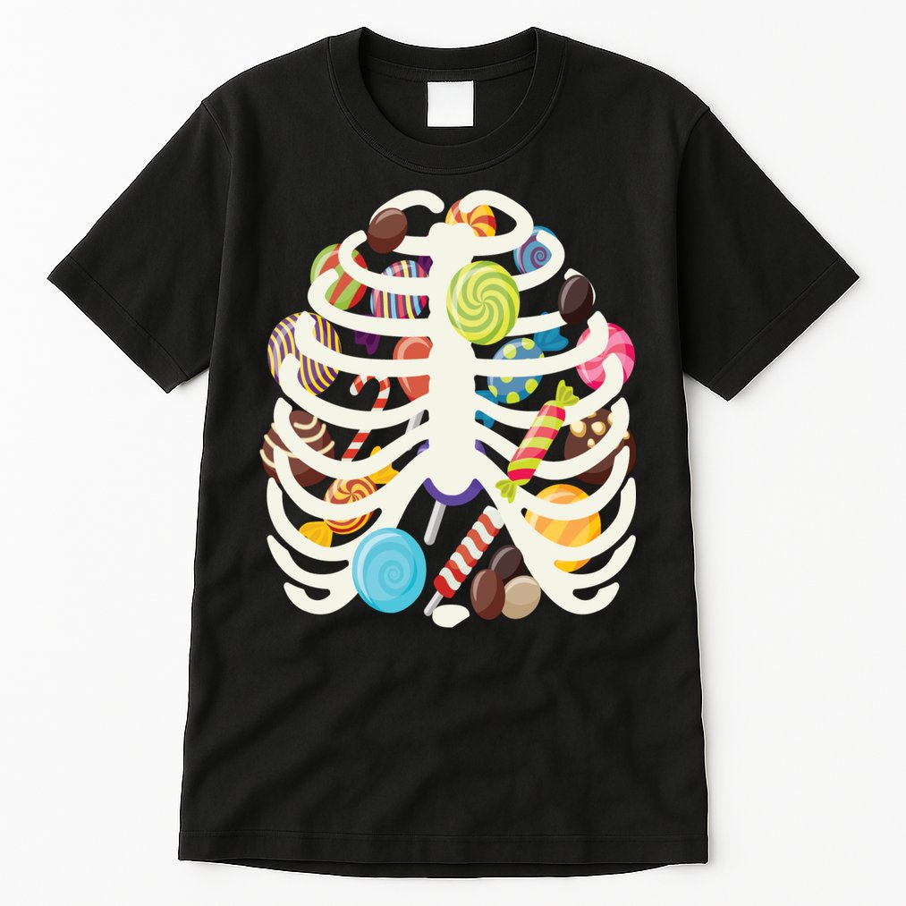 Cute Candy Skeleton Rib Cage Halloween Tall T-Shirt