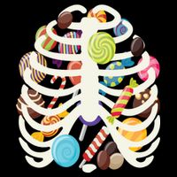 Cute Candy Skeleton Rib Cage Halloween V-Neck T-Shirt