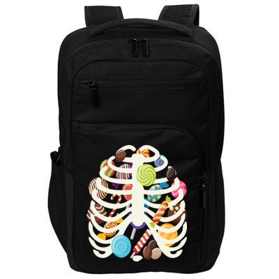 Cute Candy Skeleton Rib Cage Halloween Impact Tech Backpack