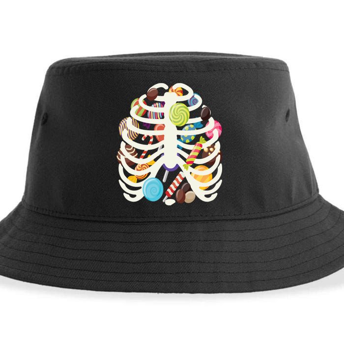 Cute Candy Skeleton Rib Cage Halloween Sustainable Bucket Hat