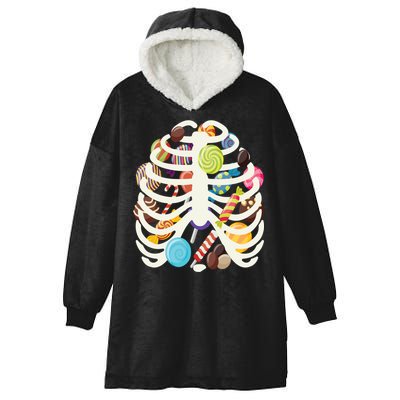 Cute Candy Skeleton Rib Cage Halloween Hooded Wearable Blanket