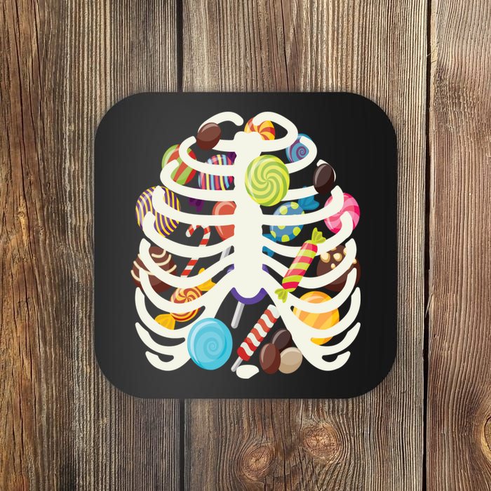 Cute Candy Skeleton Rib Cage Halloween Coaster