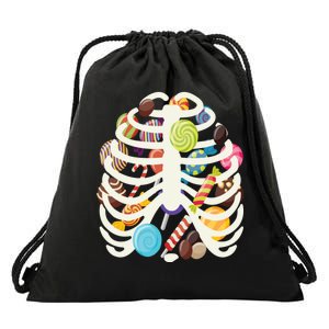 Cute Candy Skeleton Rib Cage Halloween Drawstring Bag