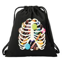 Cute Candy Skeleton Rib Cage Halloween Drawstring Bag