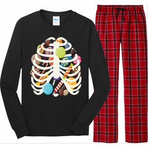 Cute Candy Skeleton Rib Cage Halloween Long Sleeve Pajama Set