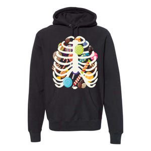 Cute Candy Skeleton Rib Cage Halloween Premium Hoodie