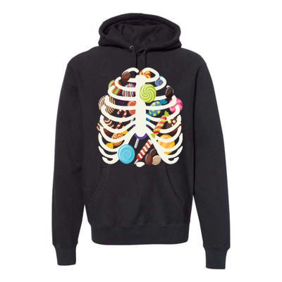 Cute Candy Skeleton Rib Cage Halloween Premium Hoodie