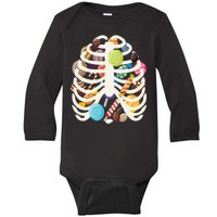 Cute Candy Skeleton Rib Cage Halloween Baby Long Sleeve Bodysuit