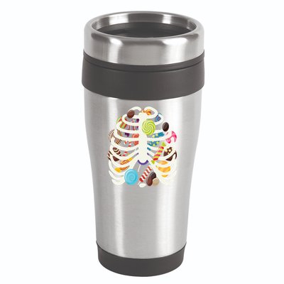 Cute Candy Skeleton Rib Cage Halloween 16oz Travel Tumbler