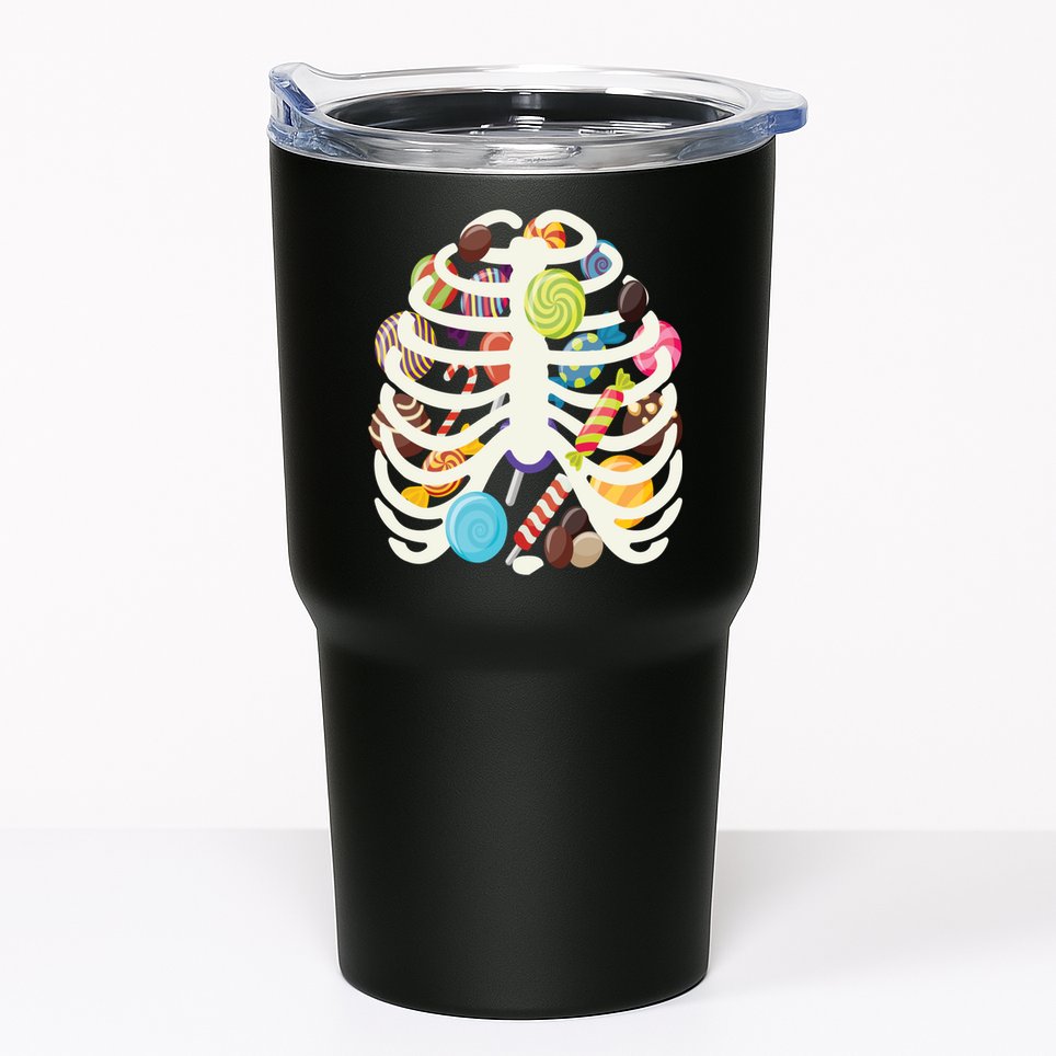 Cute Candy Skeleton Rib Cage Halloween Tumbler
