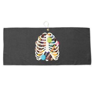 Cute Candy Skeleton Rib Cage Halloween Large Microfiber Waffle Golf Towel