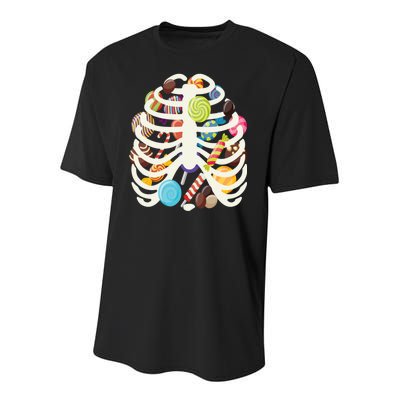 Cute Candy Skeleton Rib Cage Halloween Youth Performance Sprint T-Shirt