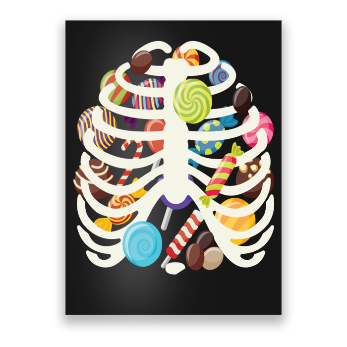 Cute Candy Skeleton Rib Cage Halloween Poster