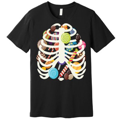 Cute Candy Skeleton Rib Cage Halloween Premium T-Shirt