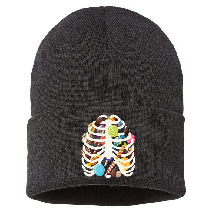 Cute Candy Skeleton Rib Cage Halloween Sustainable Knit Beanie