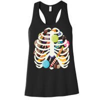 Cute Candy Skeleton Rib Cage Halloween Women's Racerback Tank