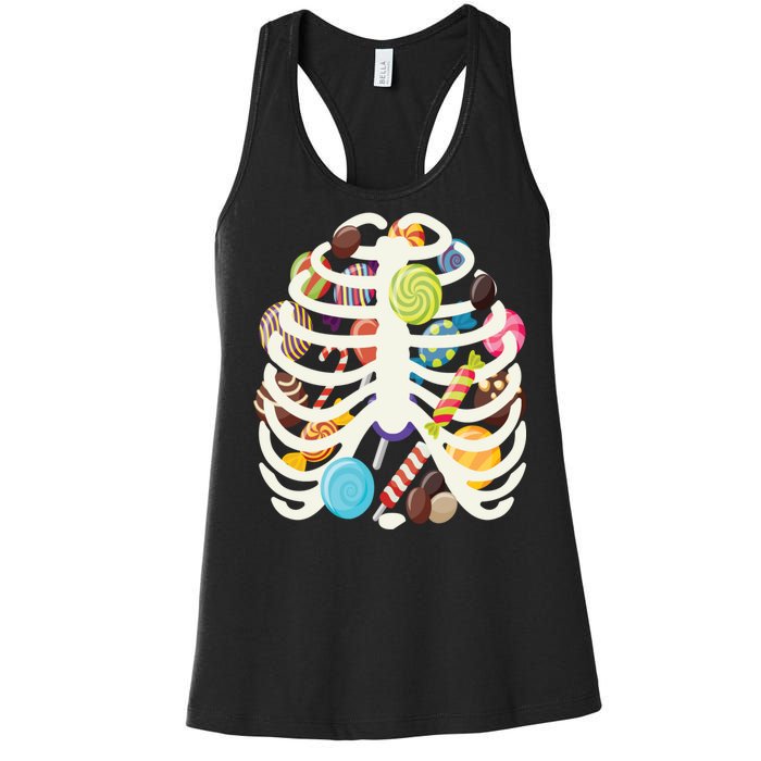 Cute Candy Skeleton Rib Cage Halloween Women's Racerback Tank