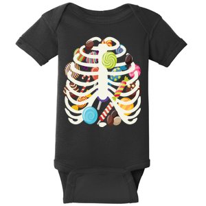 Cute Candy Skeleton Rib Cage Halloween Baby Bodysuit