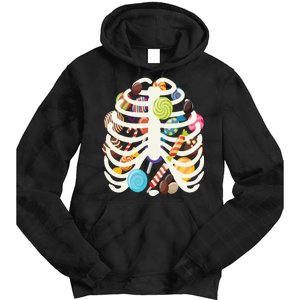 Cute Candy Skeleton Rib Cage Halloween Tie Dye Hoodie