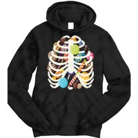 Cute Candy Skeleton Rib Cage Halloween Tie Dye Hoodie