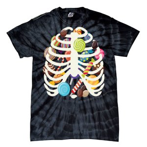 Cute Candy Skeleton Rib Cage Halloween Tie-Dye T-Shirt