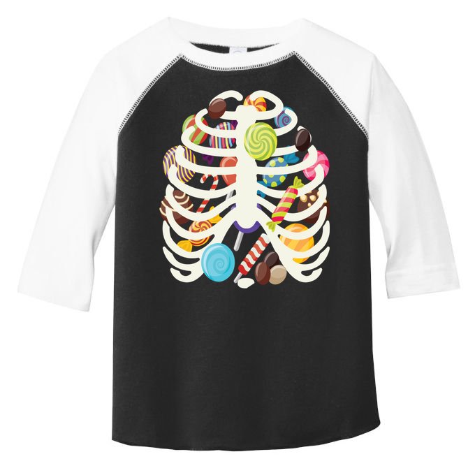 Cute Candy Skeleton Rib Cage Halloween Toddler Fine Jersey T-Shirt