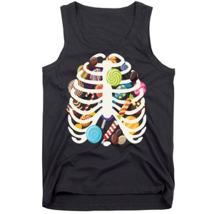 Cute Candy Skeleton Rib Cage Halloween Tank Top