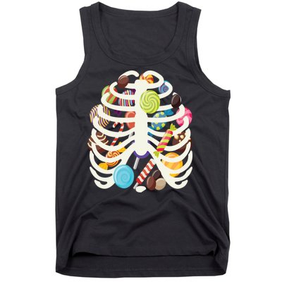 Cute Candy Skeleton Rib Cage Halloween Tank Top