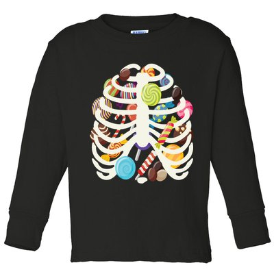 Cute Candy Skeleton Rib Cage Halloween Toddler Long Sleeve Shirt