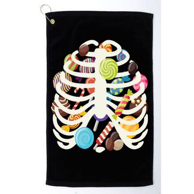 Cute Candy Skeleton Rib Cage Halloween Golf Towel