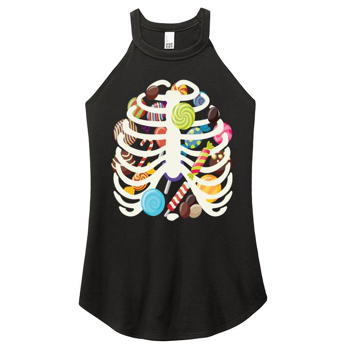 Cute Candy Skeleton Rib Cage Halloween Women's Perfect Tri Rocker Tank