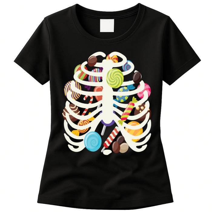 Cute Candy Skeleton Rib Cage Halloween Women's T-Shirt