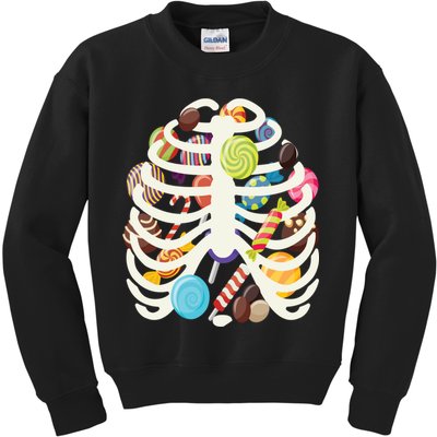 Cute Candy Skeleton Rib Cage Halloween Kids Sweatshirt