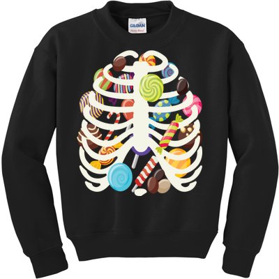 Cute Candy Skeleton Rib Cage Halloween Kids Sweatshirt