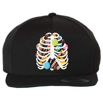 Cute Candy Skeleton Rib Cage Halloween Wool Snapback Cap